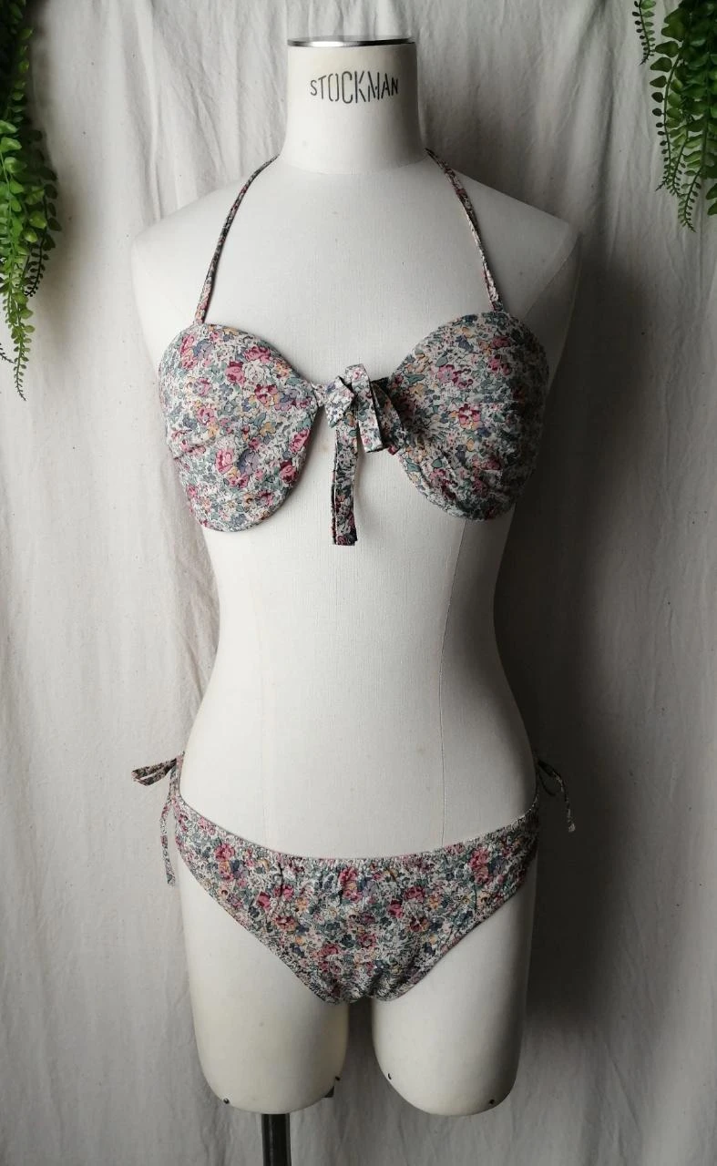 Maillot de Bain 2 Pièces imprimé floral liberty - 100% Coton "Suzon & Léna"